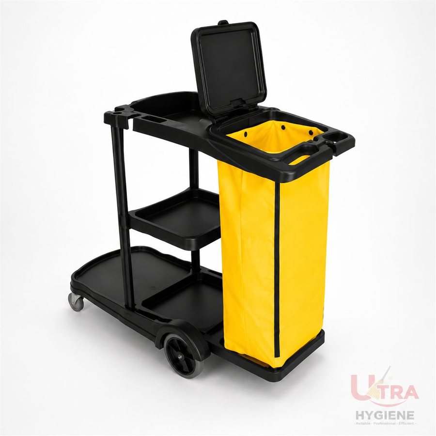 Black Body Janitor Cart cw Cover